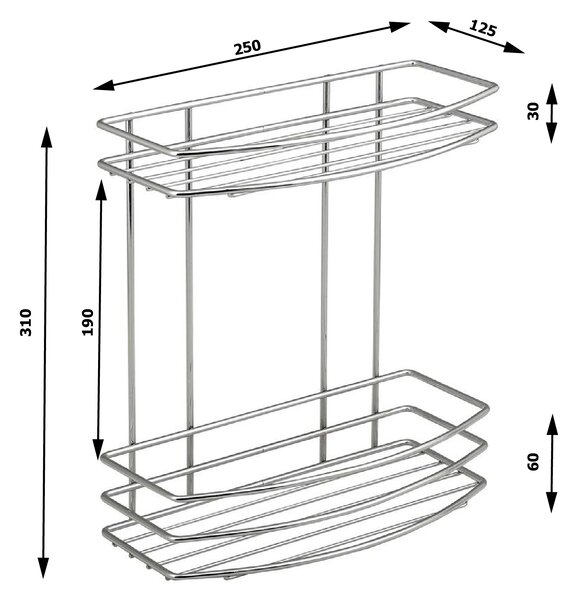 Aqualine Aqualine, poliță dublă din sârmă Chrome LINE, crom, 37014