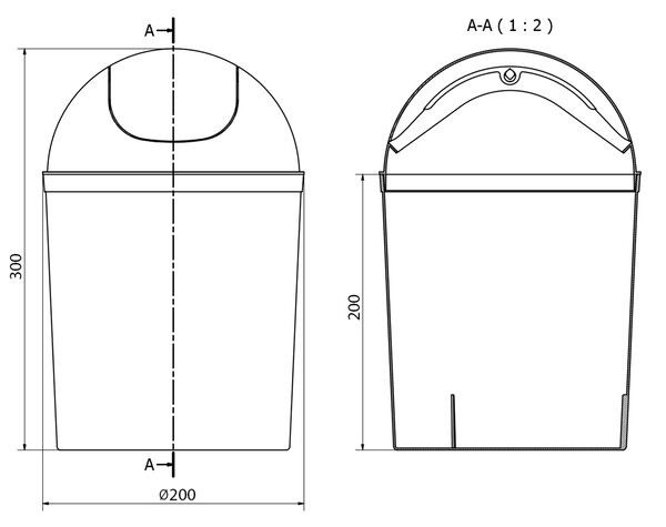 Aqualine Aqualine, Coș de gunoi cu balamale, 5 l, plastic, alb, 20309