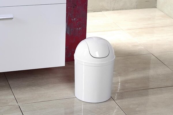 Aqualine Aqualine, Coș de gunoi cu balamale, 5 l, plastic, alb, 20309