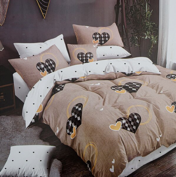 Lenjerie de pat din bumbac bej TABITA+ husa de perna 40 x 50 cm gratuit