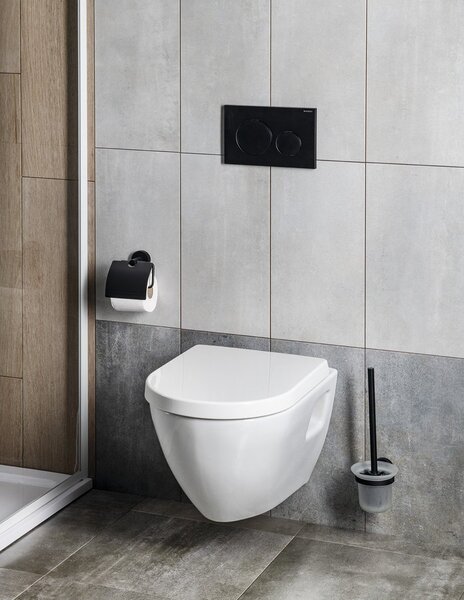 Aqualine Aqualine, suport hârtie igienică SAMBA cu capac, negru, SB207