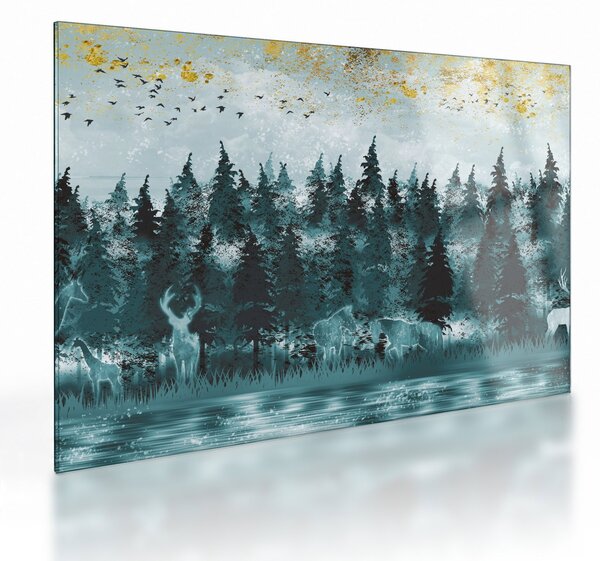 Tablou pe sticlă - Animale din pădure (70x50 cm)