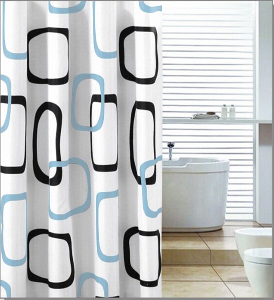 Aqualine Aqualine, perdea de dus 180x200cm, poliester, alb/negru/bej, ZP004