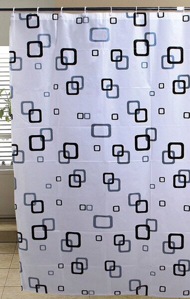 Aqualine Aqualine, perdea de dus 180x180cm, vinil, alb/albastru/negru, ZV010