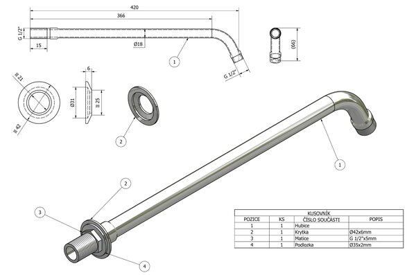 Aqualine Aqualine, Brat dus 350mm, crom, T04