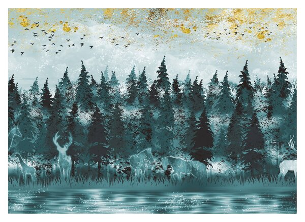 Tablou pe sticlă - Animale din pădure (70x50 cm)