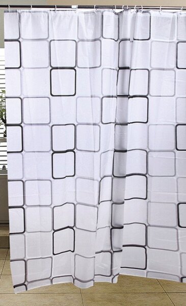 Aqualine Aqualine, perdea de duș 180x180cm, vinil, model pătrat, ZV013