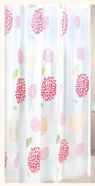 Aqualine Aqualine, perdea de dus 180x200cm, vinil, inflorat, rosu, ZV015