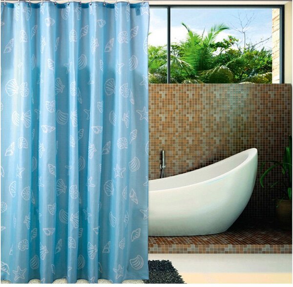 Aqualine Aqualine, perdea de dus 180x200cm, poliester, albastru, scoica, ZP006