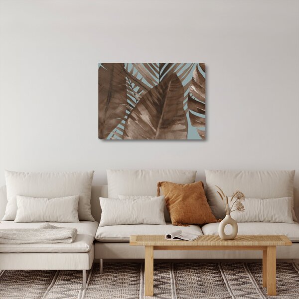 Tablou pe sticlă - Frunze de palmier acvarel (70x50 cm)