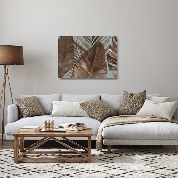 Tablou pe sticlă - Frunze de palmier acvarel (70x50 cm)