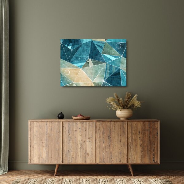 Tablou pe sticlă - Abstract turcoaz (70x50 cm)