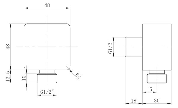 Aqualine Aqualine, Priza de dus, 48x48mm, negru mat, SC331B