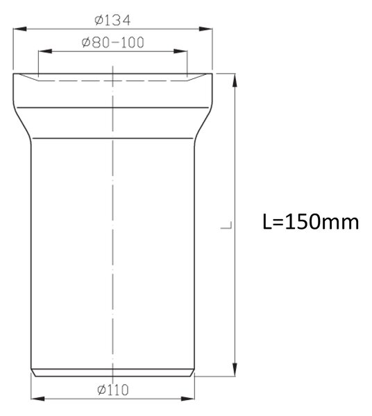 Bruckner Bruckner, deșeu drept pentru toaletă, diametru 110 mm, lungime 150 mm, 159.303.0