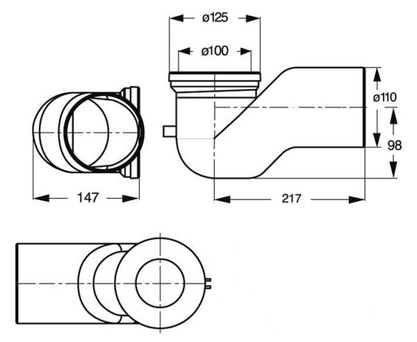 Bruckner Bruckner, cot WC 90°, diametru 110 mm, ABS/alb, 159.316.0
