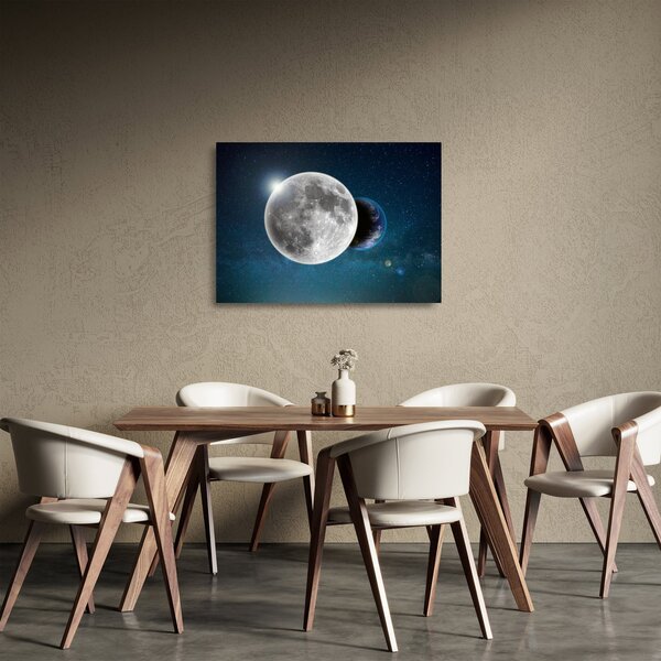 Tablou pe sticlă - Pământul în eclipsa de lună (70x50 cm)