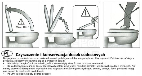 Cersanit Mito Red, scaun WC din polipropilenă pentru WC combi, alb, TK001-008