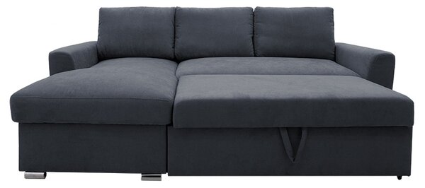 Set mobilier studenti coltar reversibil extensibil, masuta de cafea si comoda TV, 3 buc, Flux, Stejar, 236x164x88 cm
