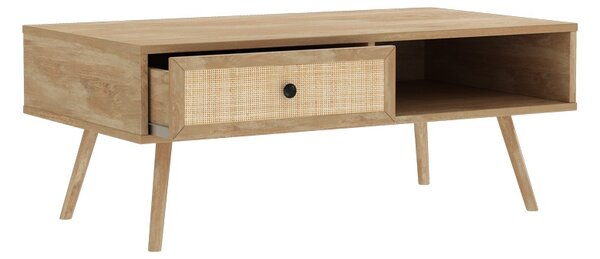 Set mobilier studenti coltar reversibil extensibil, masuta de cafea si comoda TV, 3 buc, Flux, Stejar, 236x164x88 cm