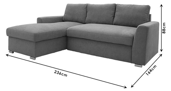 Set mobilier studenti coltar reversibil extensibil, masuta de cafea si comoda TV, 3 buc, Flux, Stejar, 236x164x88 cm