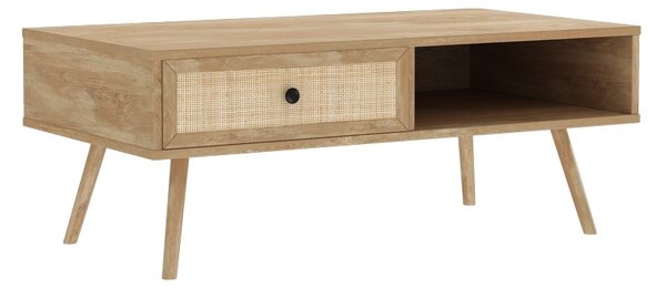 Set mobilier studenti coltar reversibil extensibil, masuta de cafea si comoda TV, 3 buc, Flux, Stejar, 236x164x88 cm