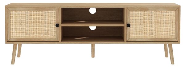 Set mobilier studenti coltar reversibil extensibil, masuta de cafea si comoda TV, 3 buc, Flux, Stejar, 236x164x88 cm