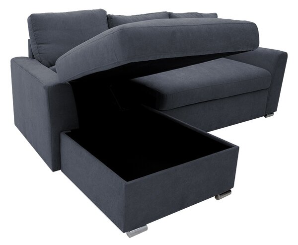 Set mobilier studenti coltar reversibil extensibil, masuta de cafea si comoda TV, 3 buc, Flux, Stejar, 236x164x88 cm
