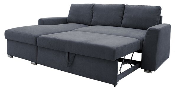 Set mobilier studenti coltar reversibil extensibil, masuta de cafea si comoda TV, 3 buc, Flux, Stejar, 236x164x88 cm
