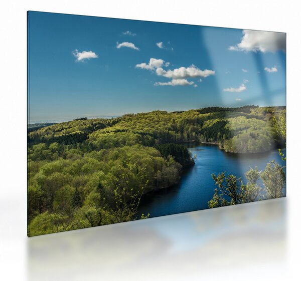 Tablou pe sticlă - Lac montan (70x50 cm)