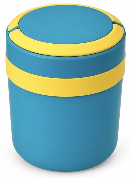 Lunch box termoizolant Pufo din inox cu farfurie interioara detasabila si capac etans, pentru mâncare sau supe, 2 L, albastru