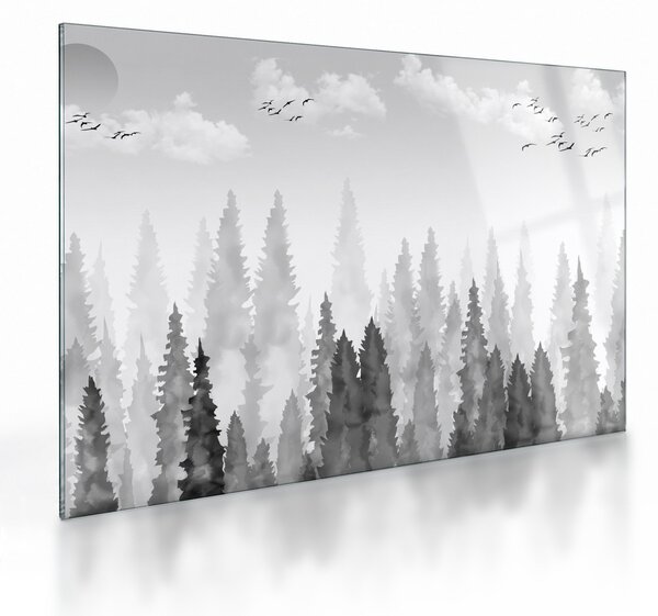 Tablou pe sticlă - Culmi de pădure (70x50 cm)
