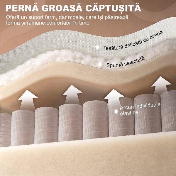 HOMCOM Fotoliu Reclinabil 135° max în Material cu Efect de In, Spumă, Oțel și Lemn, 73x86x100 cm, Crem | Aosom Romania