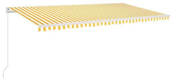 Copertină retractabilă manual, galben și alb, 600x350 cm