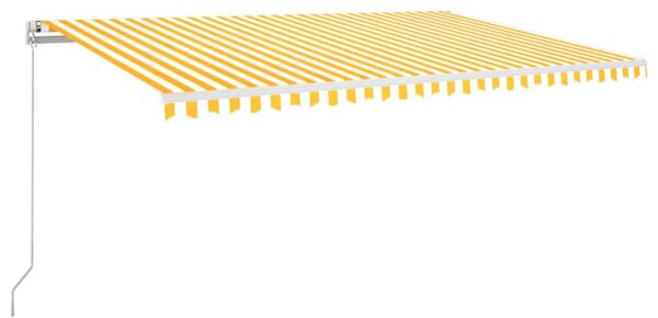 Copertină retractabilă manual, galben și alb, 500x350 cm
