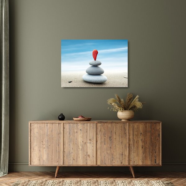 Tablou pe sticlă -Echilibru cu pietre (70x50 cm)