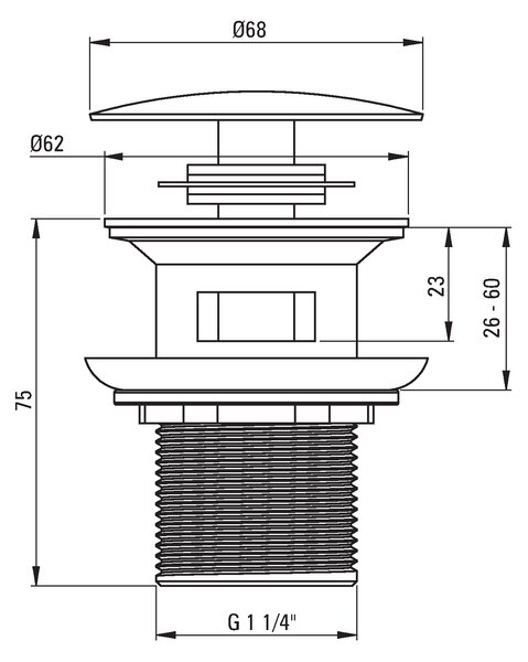 Deante Dop metalic click-clack pentru chiuveta cu preaplin, rotund, cromat, NHC_010B