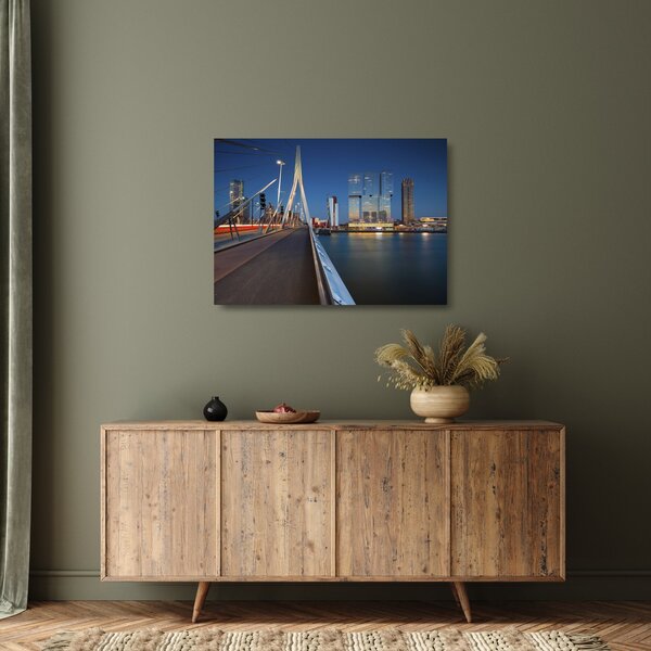 Tablou pe sticlă - Amurg în Rotterdam, Olanda (70x50 cm)