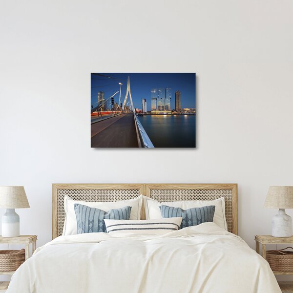 Tablou pe sticlă - Amurg în Rotterdam, Olanda (70x50 cm)