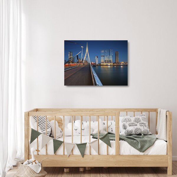 Tablou pe sticlă - Amurg în Rotterdam, Olanda (70x50 cm)