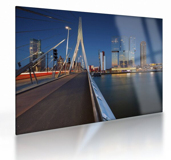 Tablou pe sticlă - Amurg în Rotterdam, Olanda (70x50 cm)