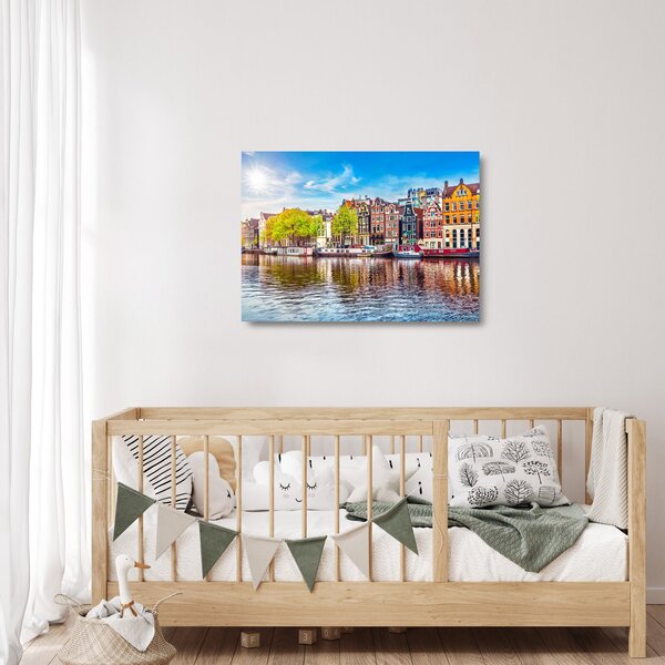 Tablou pe sticlă - Case dansatoare, Amsterdam (70x50 cm)