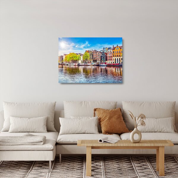 Tablou pe sticlă - Case dansatoare, Amsterdam (70x50 cm)