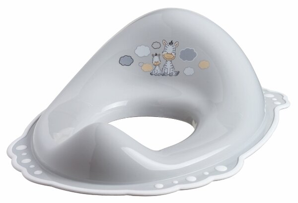 BISK Erga 4 KIDS, scaun toaleta pentru copii Zebra cu cauciuc anti-alunecare, gri, ERG-08315