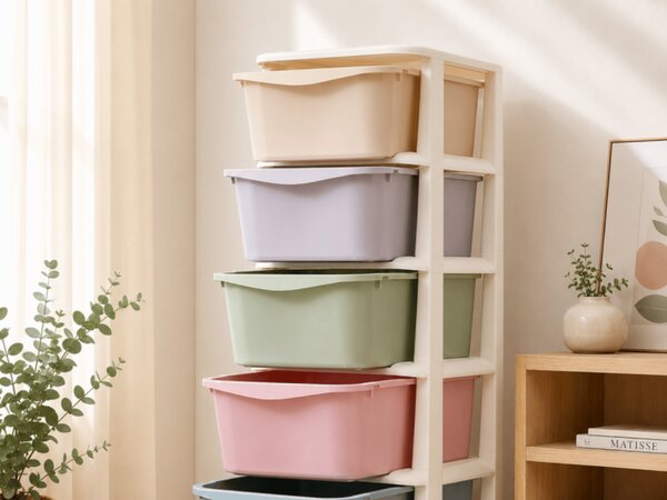 Raft pe roti cu sertare TONES 97x36x36 cm, colorat