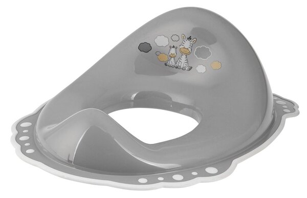 BISK Erga 4 KIDS, scaun toaleta pentru copii Zebra cu cauciuc anti-alunecare, gri, ERG-08315