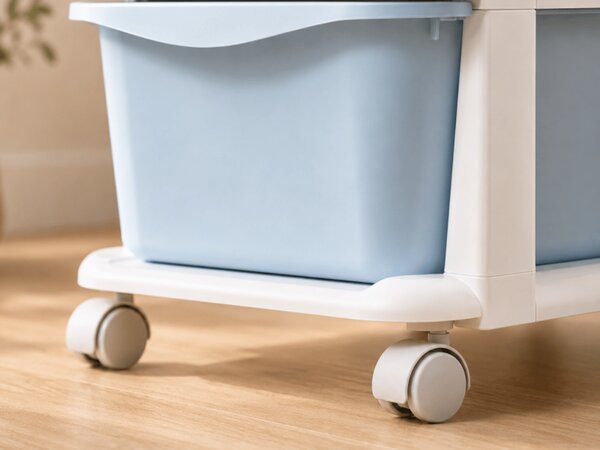Raft pe roti cu sertare TONES 97x36x36 cm, albastru