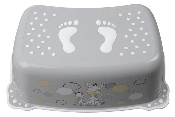 BISK Erga 4 KIDS, treapta de baie antiderapante pentru copii Zebra, gri, ERG-08319