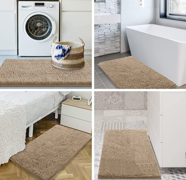 BISK Erga Basic, covoraș de baie 60x40 cm, model 6 Chenille Rolled, bej, ERG-08149