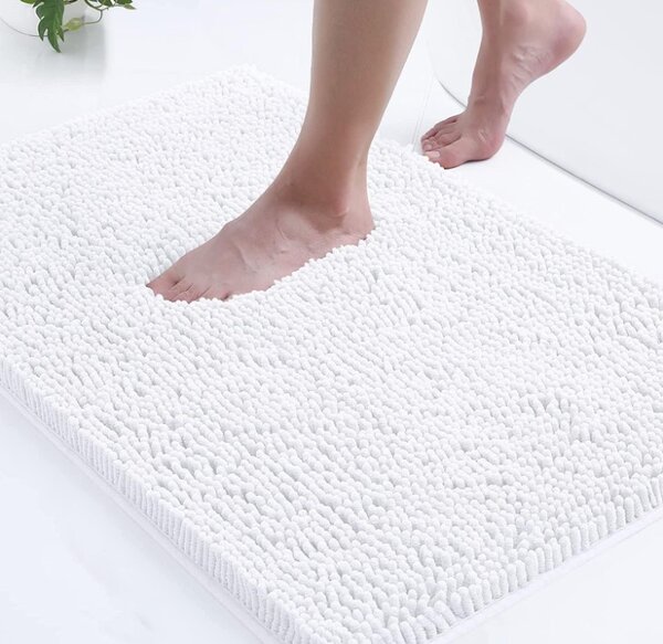BISK Erga Basic, covoraș de baie 60x40 cm, model 6 Chenille Rolled, alb, ERG-08146