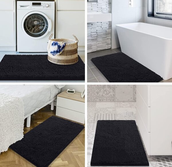 BISK Erga Basic, covoraș de baie 60x40 cm, model 6 Chenille Rolled, gri, ERG-08148